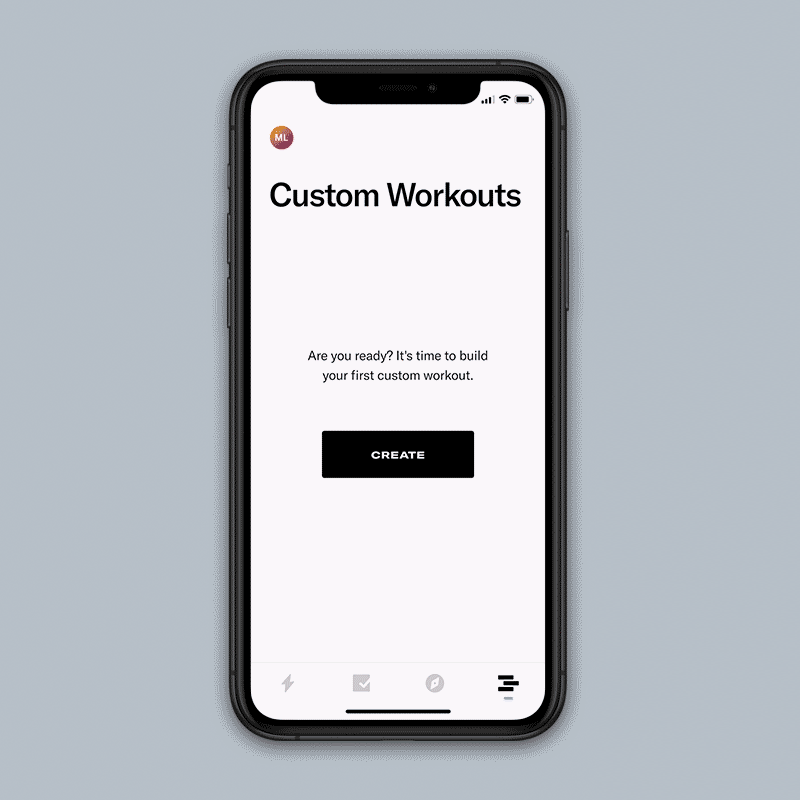 Looping demo of the Tonal custom workout builder in the app