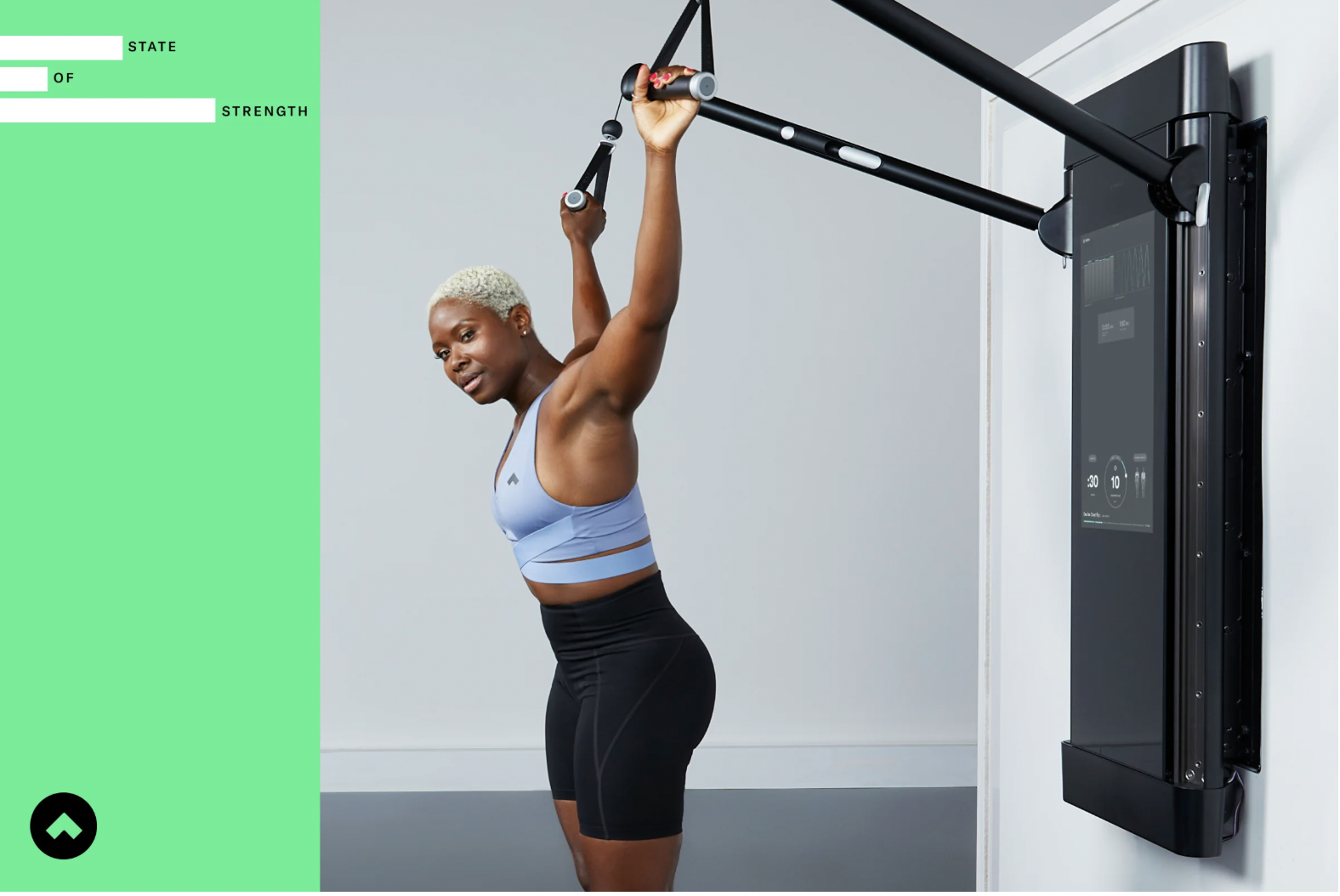 Tonal member training on the wall-mounted machine for the State of Strength campaign