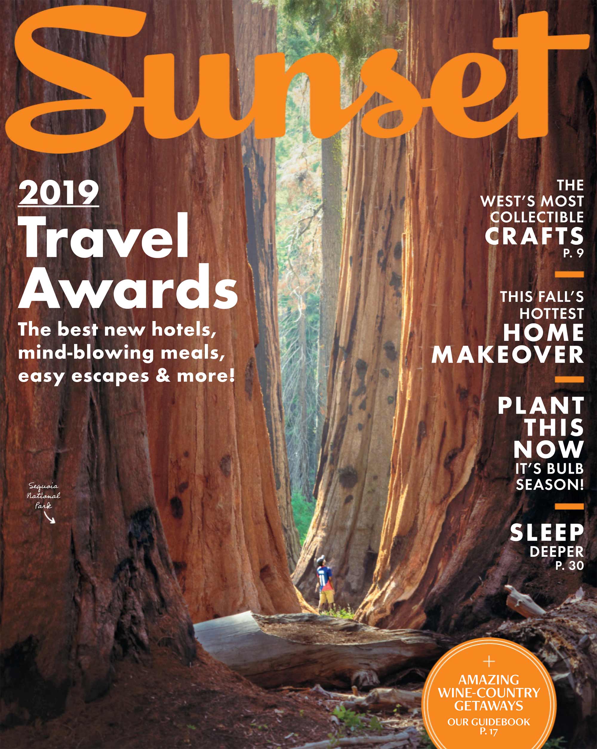 Sunset magazine 2019 Travel Awards cover, Sequoia National Park